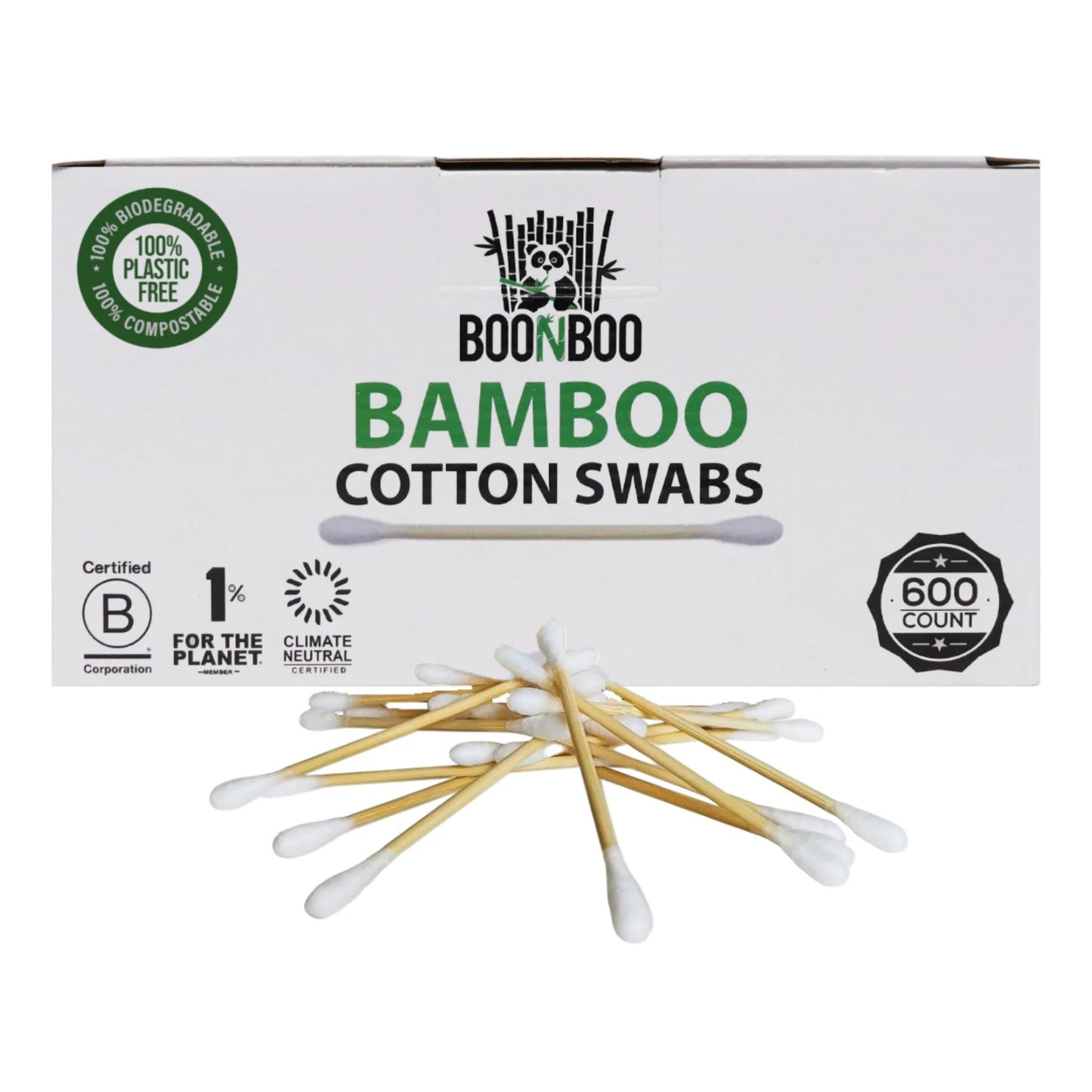 600 Count Bamboo Cotton Buds | Plastic-Free Plant-Based Wrap | Biodegradable & Sustainable