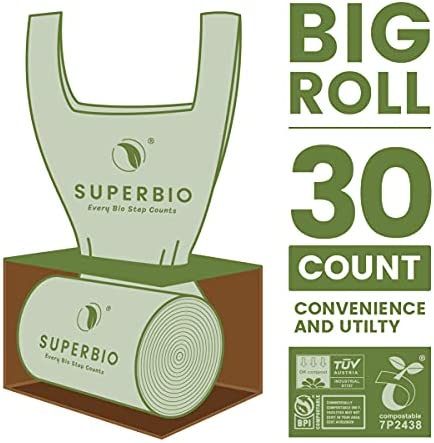 Compostable Tall Kitchen Garbage Bags, 13 Gallon