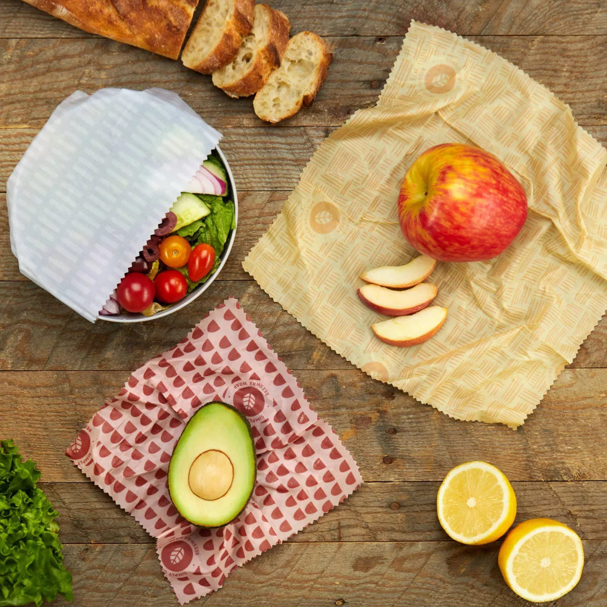 Beeswax Food Wraps 3 pieces S/M/L Eco-Friendly Alternative to Plastic