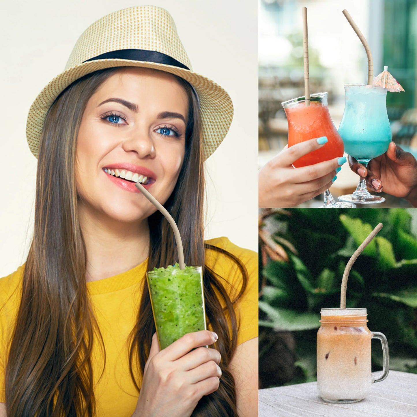 Bamboo Drinking Straws | Individually Wrapped | Bendable Head | Biodegradable & Compostable | Zero-Plastic Waste