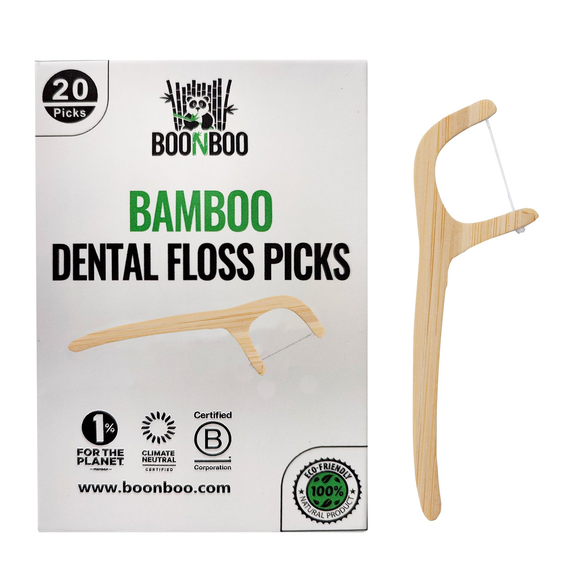 Bamboo Dental Floss Picks, 20CT